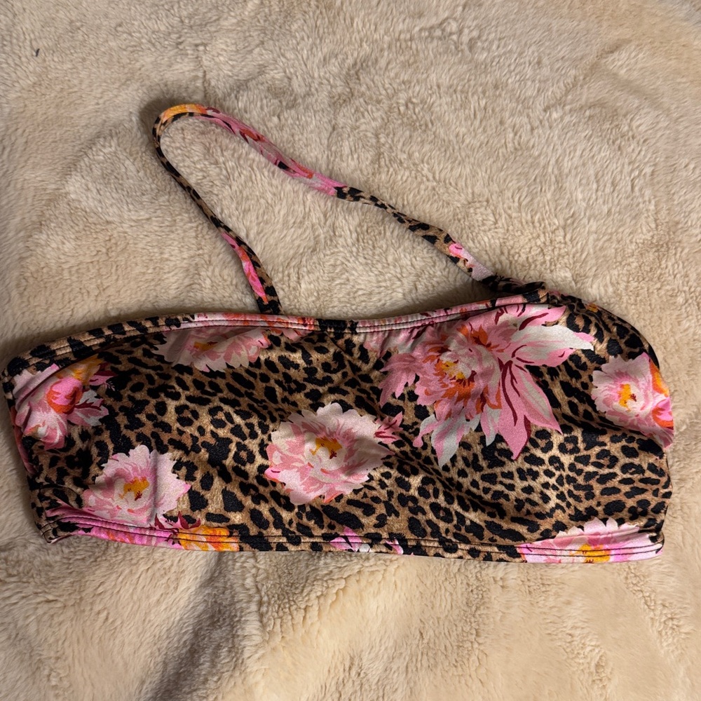 Victoria's Secret Leopard and Pink Floral Bikini Top
